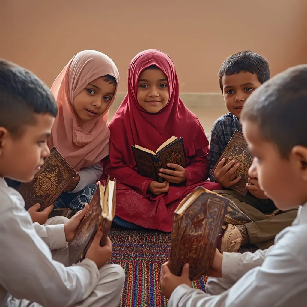 lucid origin a group of muslim children boys and girls aged fi 3